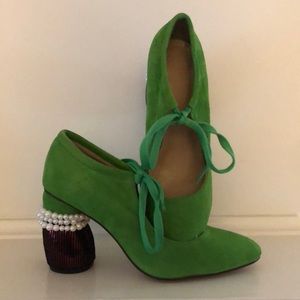 Green Heels with Tie